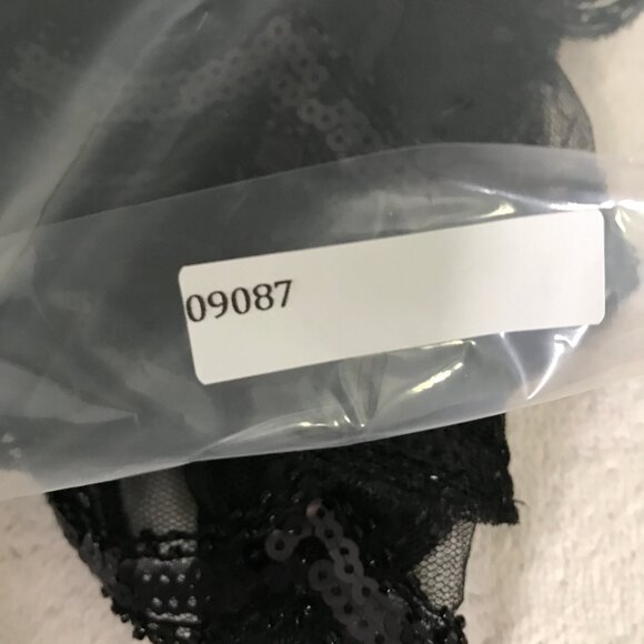 WOMENS MANTILLA BLACK SEQUIN SHAWL SHEER SCARF CAPE SHRUG FESTIVAL COACHELLA - Picture 8 of 8